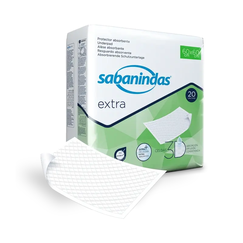 Sabanindas Tampon absorbant extra moyen 60 X 60 cm. 20 pièces