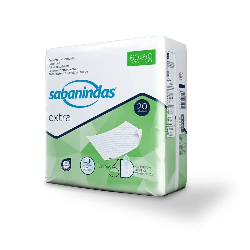 Sabanindas Tampon absorbant extra moyen 60 X 60 cm. 20 pièces