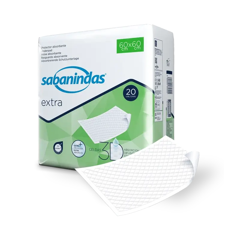 Sabanindas Tampon absorbant extra moyen 60 X 60 cm. 20 pièces