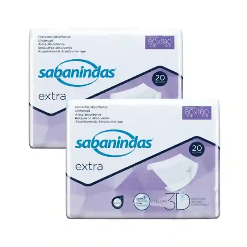 Sabanindas Coussin Absorbant Extra Ajustable 80 X 180 Cm. 3X20 unités