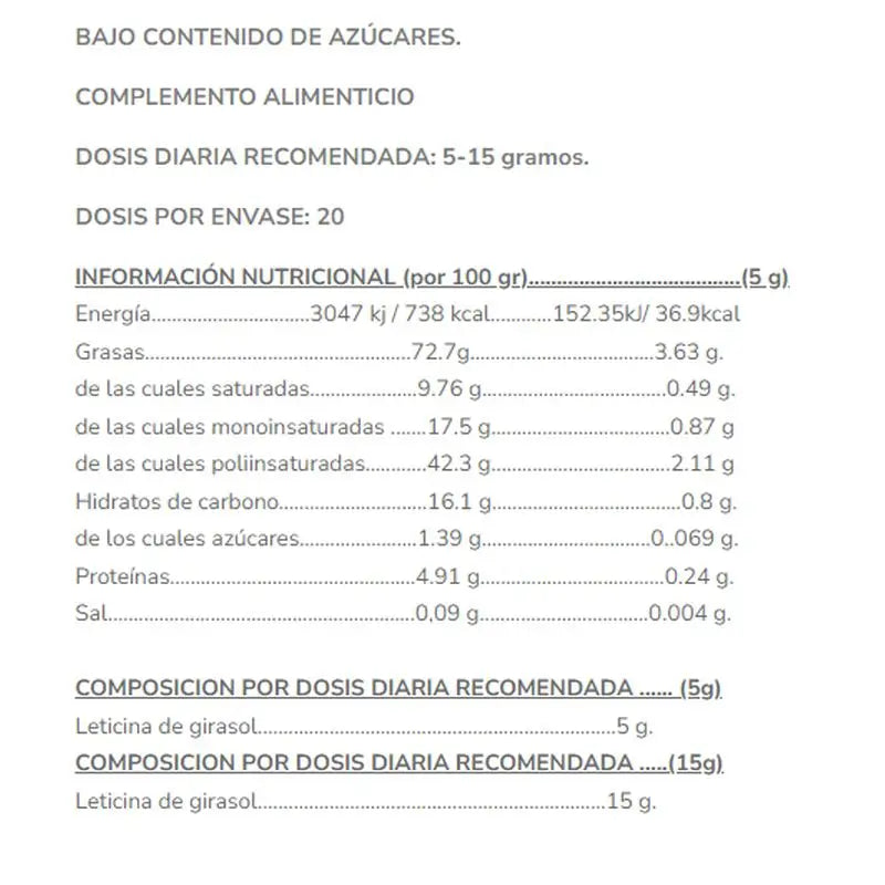 Salud Viva Lécithine de Tournesol 150Gr.