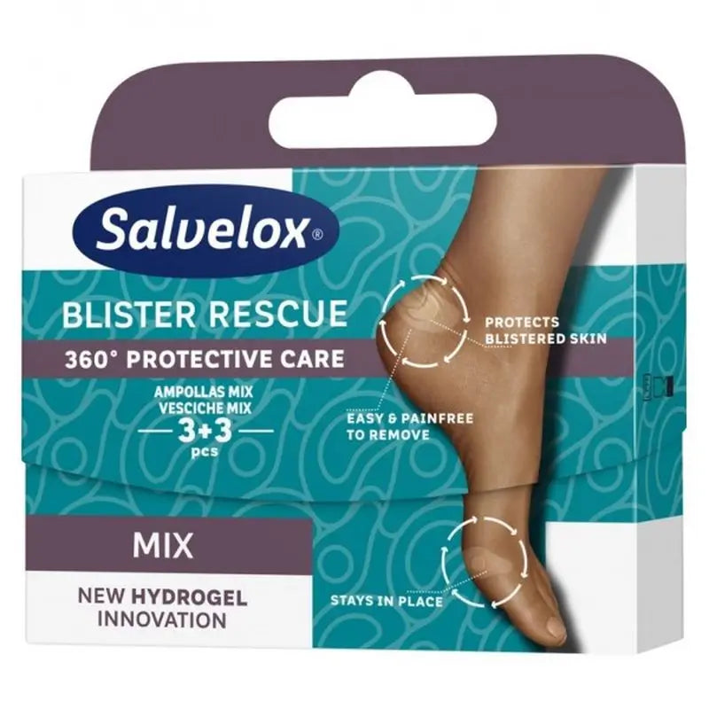 Salvelox Blister Rescue Mix Heel / Toe, 3+3 Dressings
