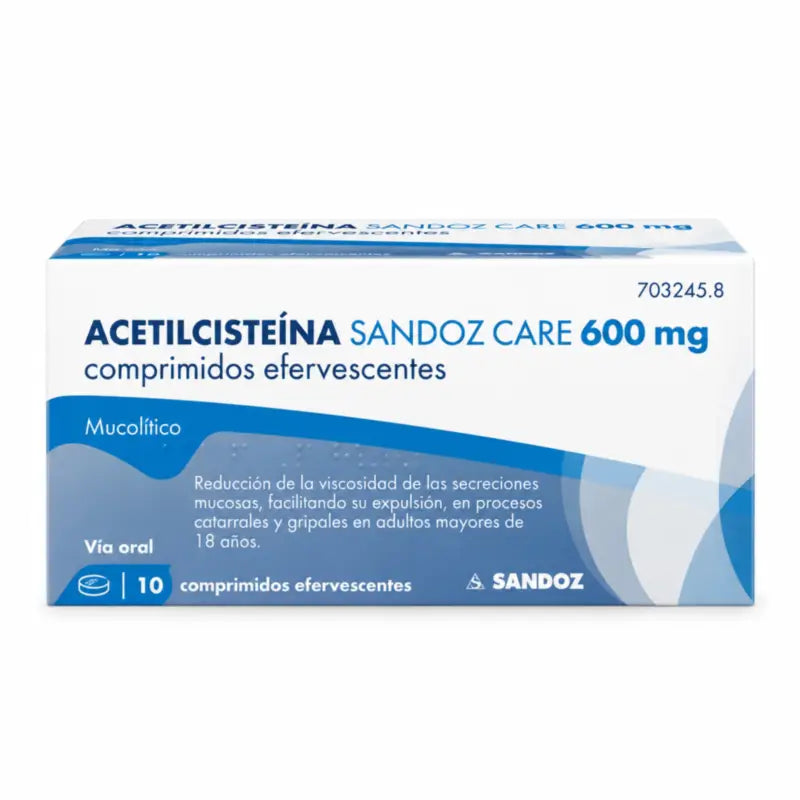 Acetylcysteine Sandoz Care Mucolitico 600 mg 10 comprimés effervescents