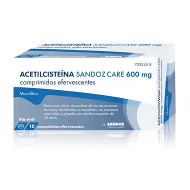 Acetylcysteine Sandoz Care Mucolitico 600 mg 10 effervescent tablets