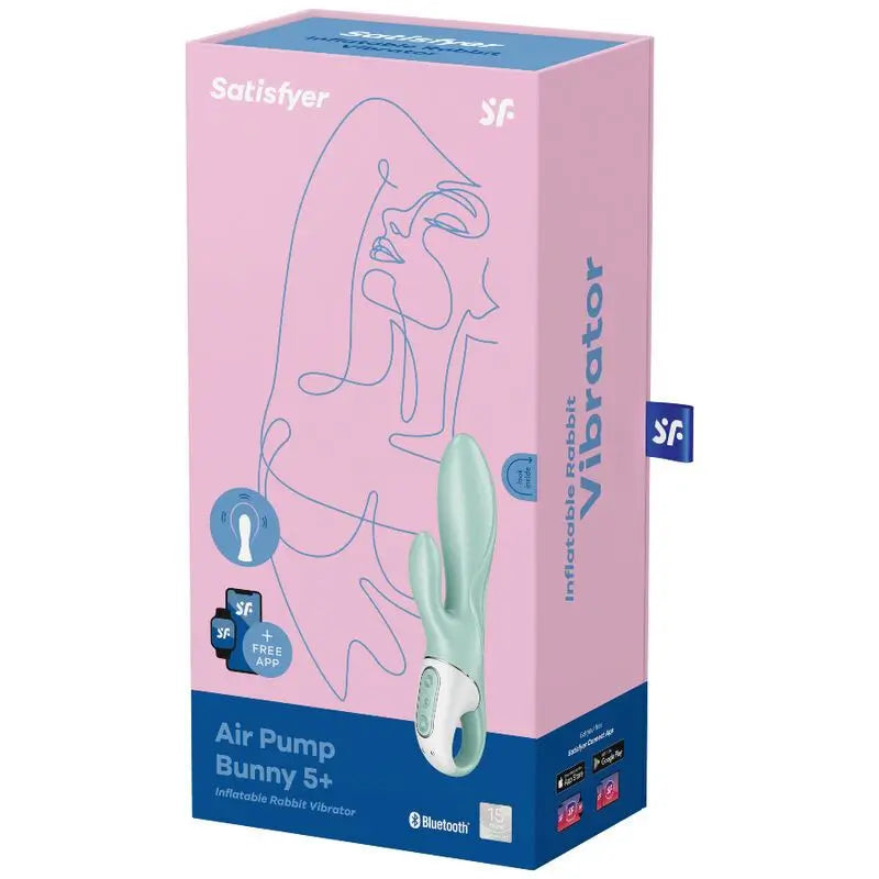 Satisfyer Connect Air Pump Bunny 5+ Lapin gonflable Vibrateur App - Vert