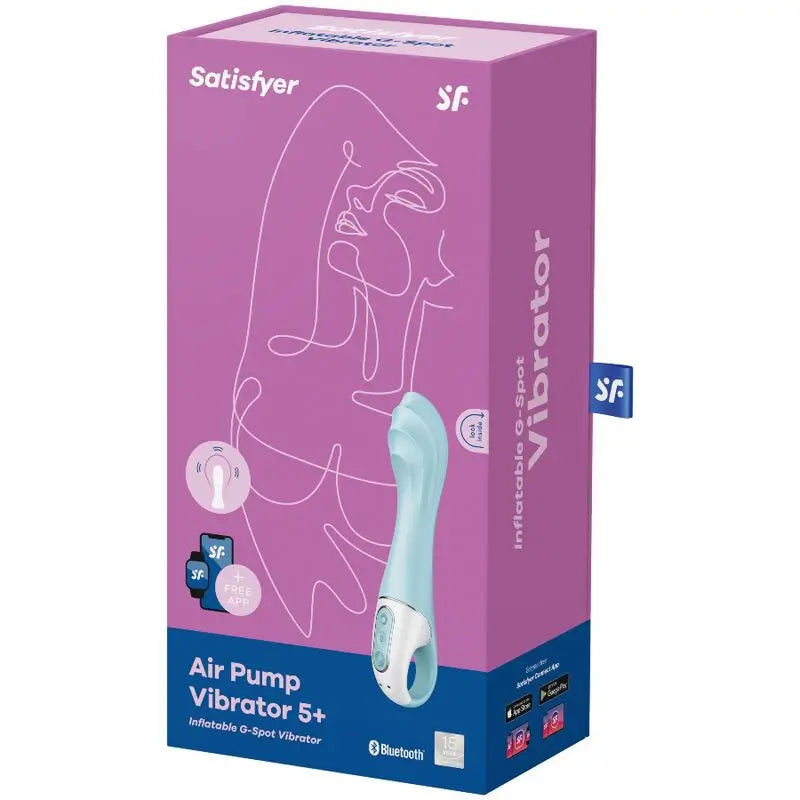 Satisfyer Connect Air Pump Vibrator 5+ Gonflable G-Spot Vibrator App - Bleu