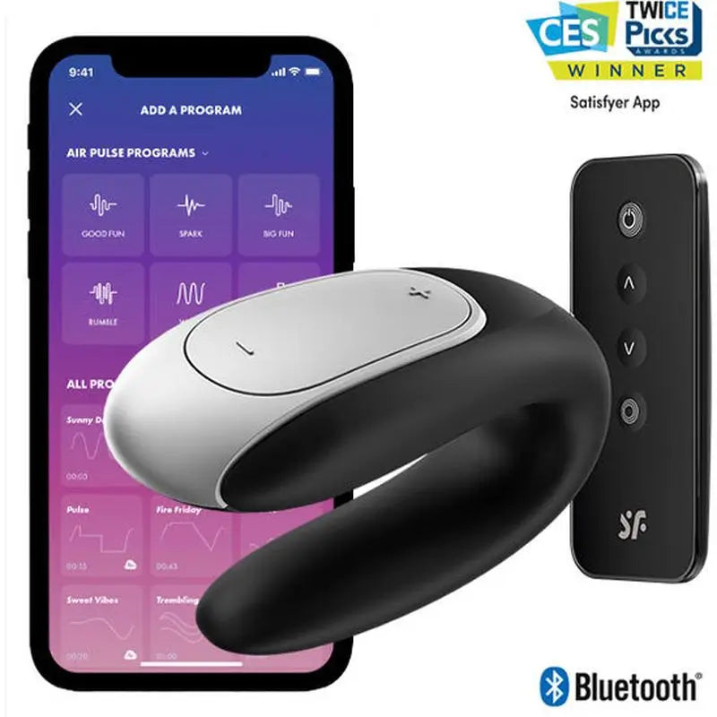 Satisfyer Connect Double Fun Partner Vibrator - Black