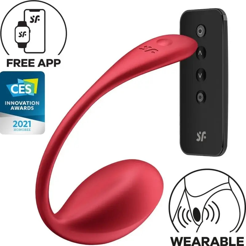 Satisfyer Shiny Petal G-Spot Stimulator Remote Control Red Free App
