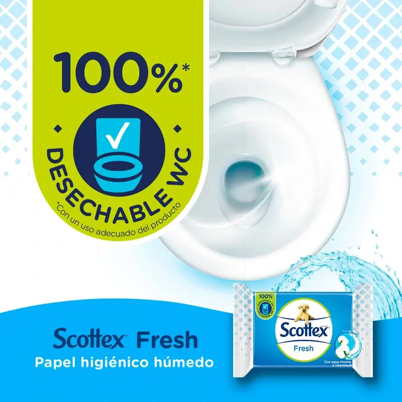 Papier hygiénique Scottex Fresh Wet, 74 unités
