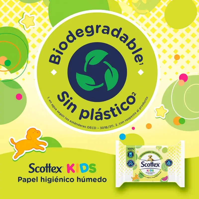 Papier hygiénique humide Scottex Junior, 74 unités