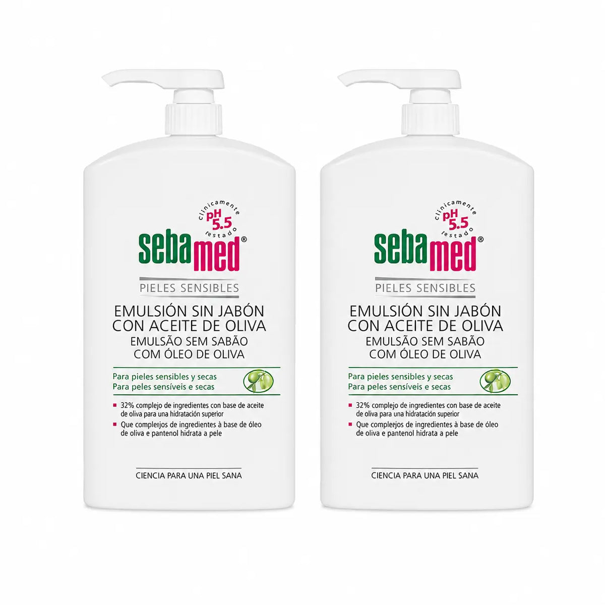 Sebamed Gel émulsion sans savon à l'huile d'olive 1000 ml, pack 2