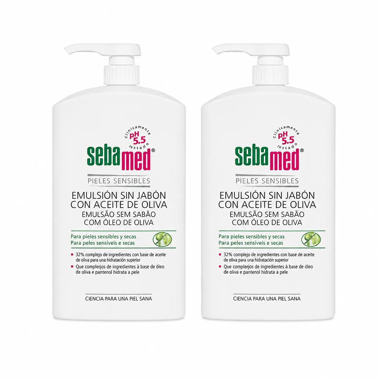 Sebamed Gel émulsion sans savon à l'huile d'olive 1000 ml, pack 2