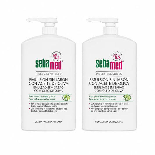 Sebamed Gel émulsion sans savon à l'huile d'olive 1000 ml, pack 2