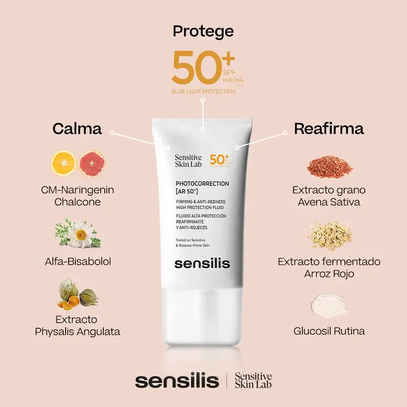 Sensilis Photocorrection [Ar SPF 50+] Fluide raffermissant et anti-rougeurs 40 ml