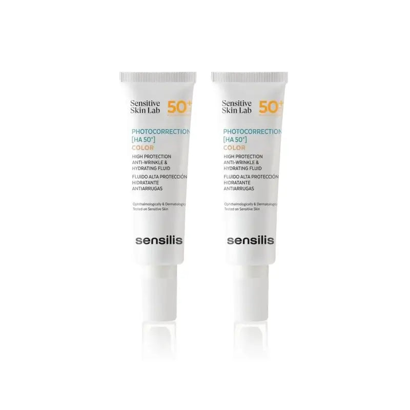 Sensilis Photocorrection [Ha 50+] Couleur hydratante et anti-rides, 2X50 Ml