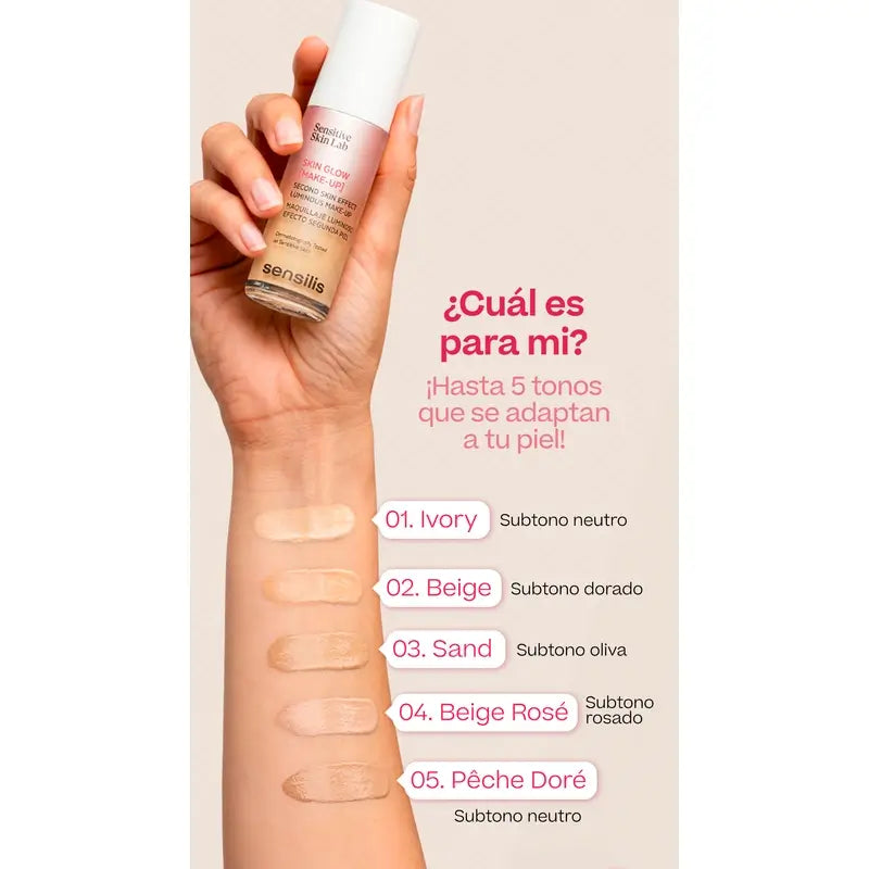 Sensilis Skin Glow Makeup Fond de teint lumineux - Teinte Pêche Dore 05, 30 ml