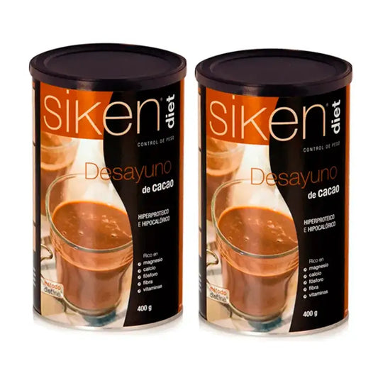 Siken Diet Breakfast Cocoa, paquet de 2 x 400 grammes
