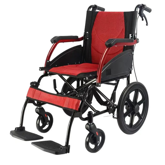 fauteuil roulant de transport en aluminium, rouge