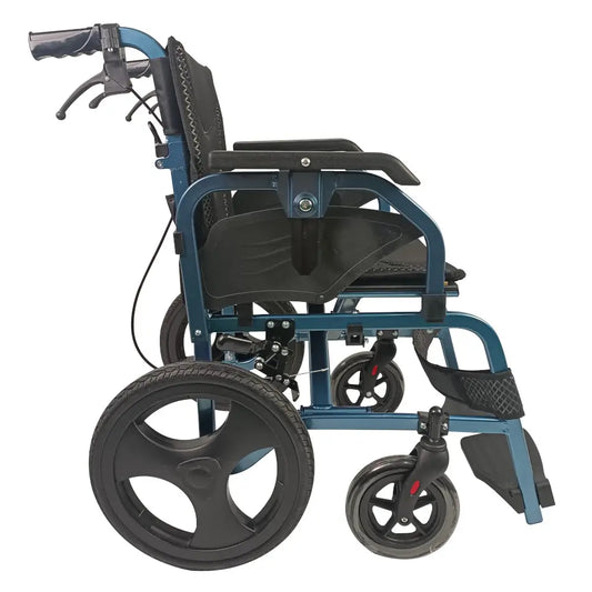 fauteuil roulant de transport haut de gamme en aluminium rembourré, 43 cm