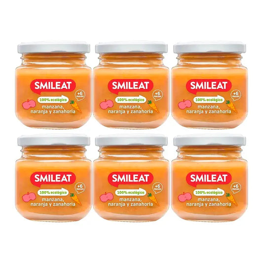Smileat Pomme, Orange et Carotte Petit Cube, 6x130 Gr