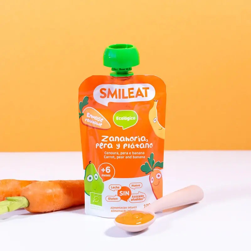 Smileat Poire, Carotte et Banane Pouch Eco , 100 g