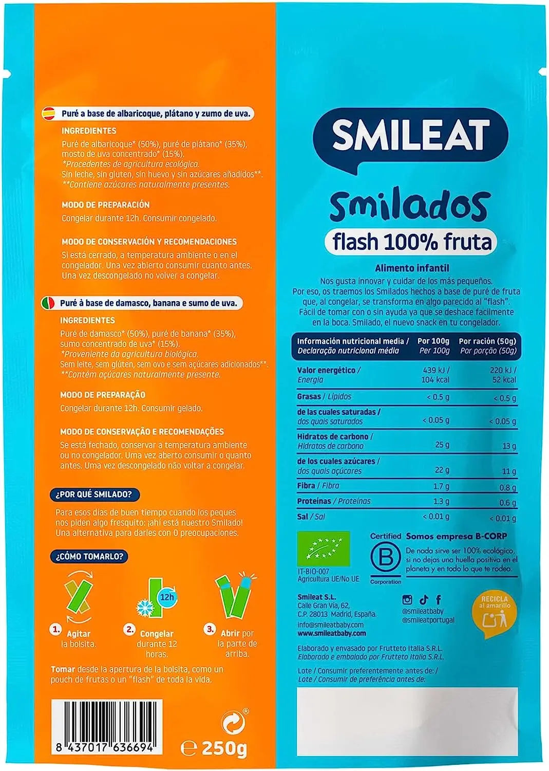 Smileat Smiled Abricot-Banane Smileat Eco 50G