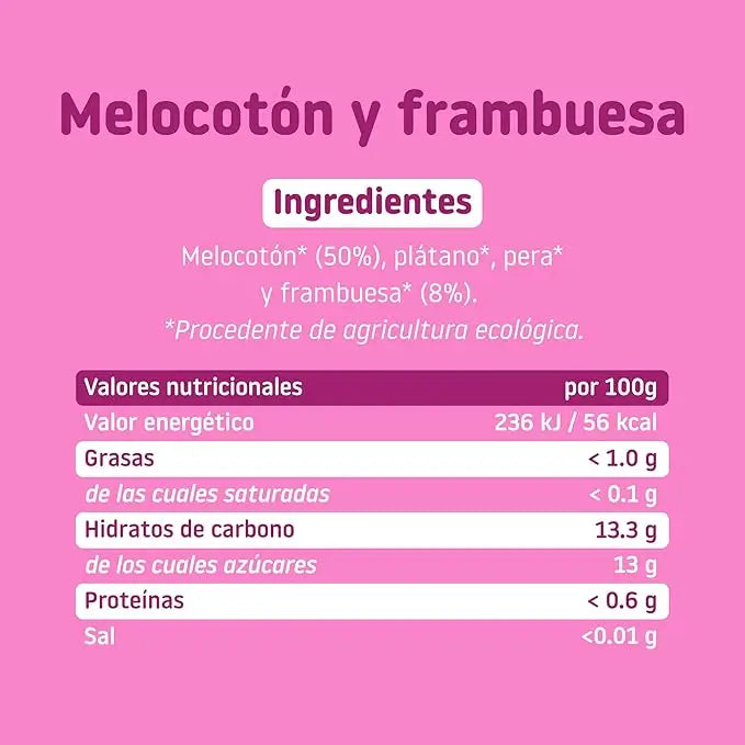 Smileat Bio Framboise & Pêche en petit pot, 130 g