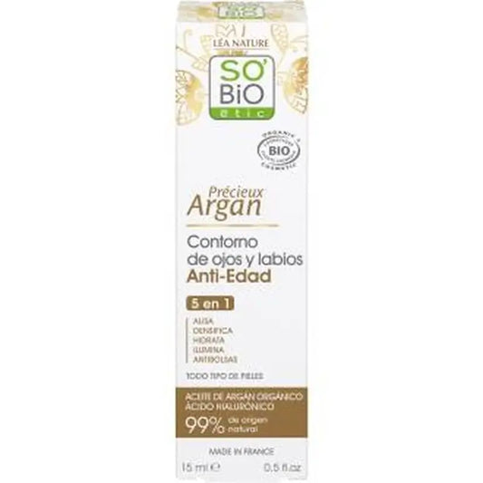 So'Bio Etic Eye Contour-Lips Hyaluronic-Argan 15Ml Bio