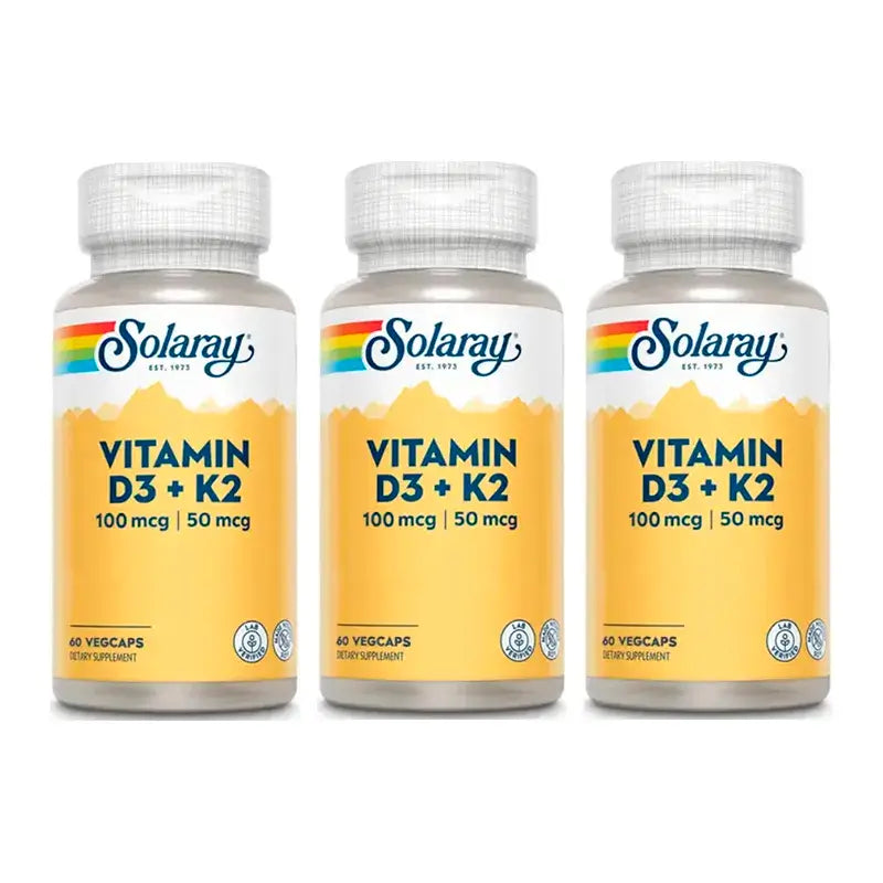 Solaray Vitamine D3 & K2 Pack 3 x 60 Capsules