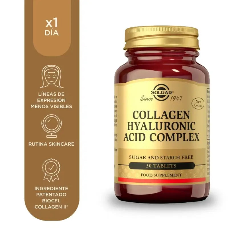 Solgar Hyaluronic Acid Complex With Collagen, 3X30 Comprimés