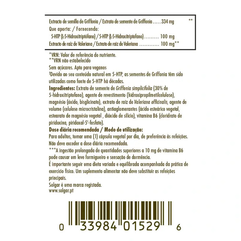 Solgar Griffonia 5 HTP Complex, 90 gélules