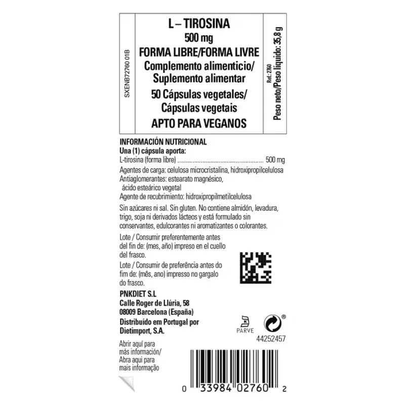 Solgar L-Tyrosine 500mg, 50 Capsules Végétales