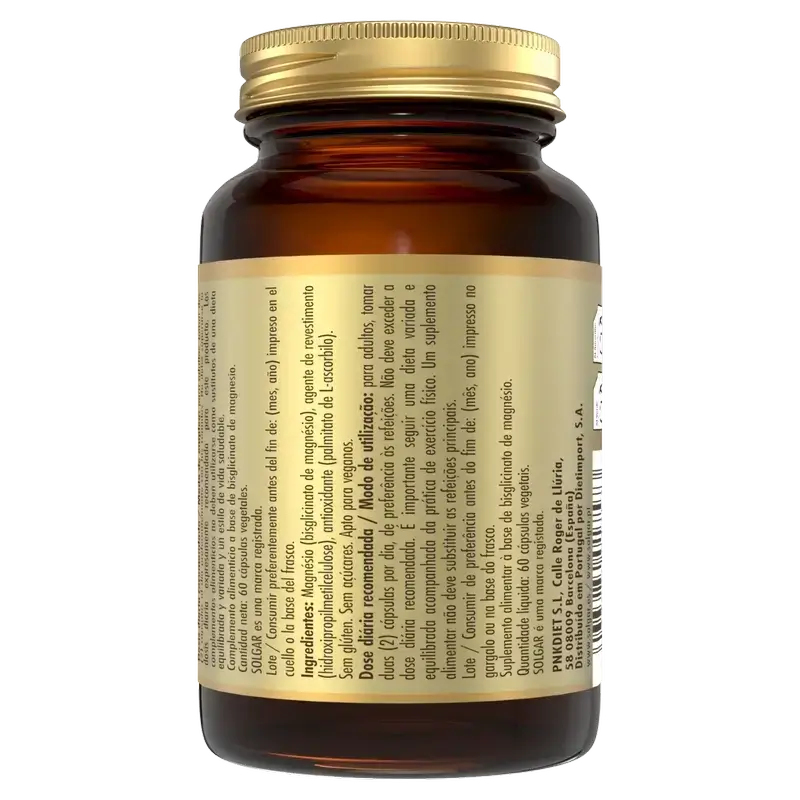 Solgar Magnesium Bisglycinate, Pack 2 x 60 Veggie Capsules