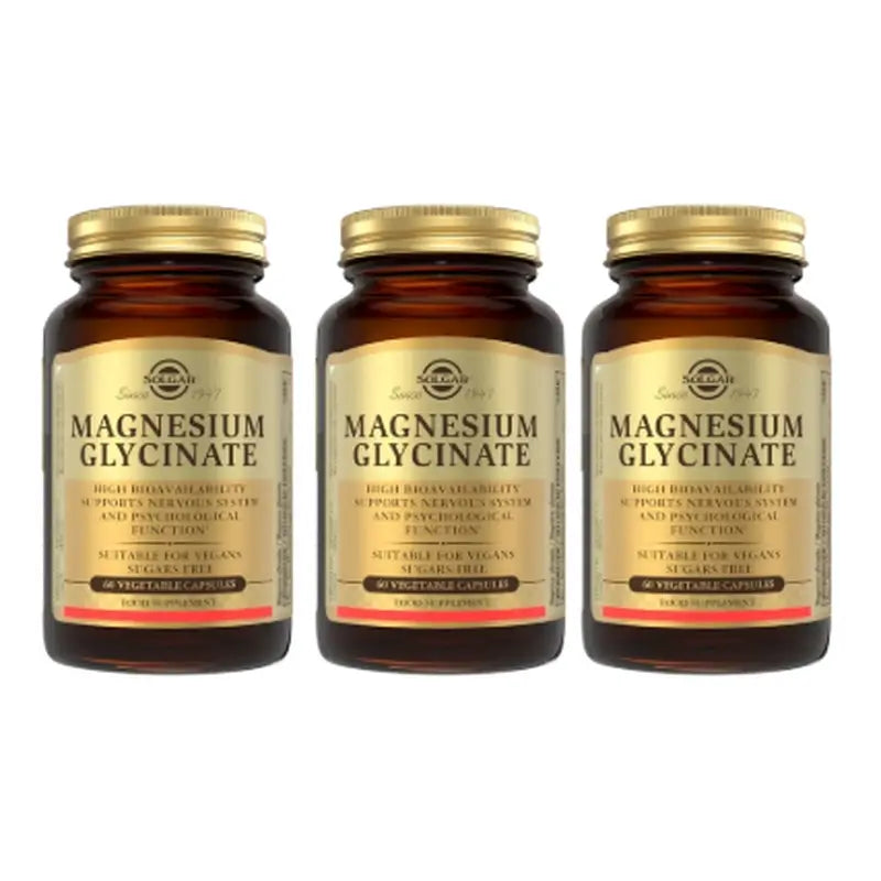 Solgar Magnesium Bisglycinate, Pack 3 x 60 Veggie Capsules