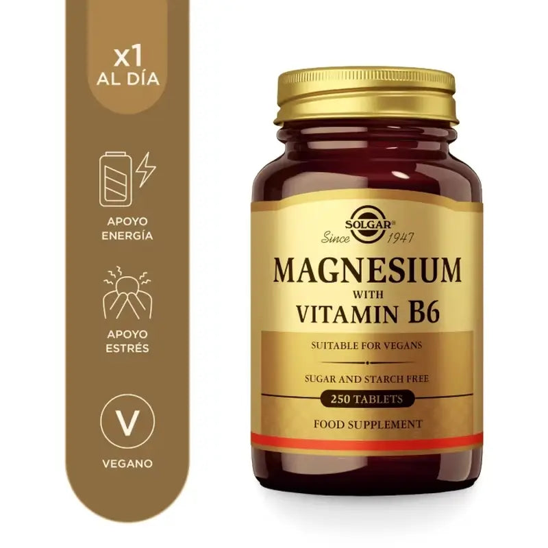 Solgar Magnésium avec Vitamine B6, 250 Comprimés