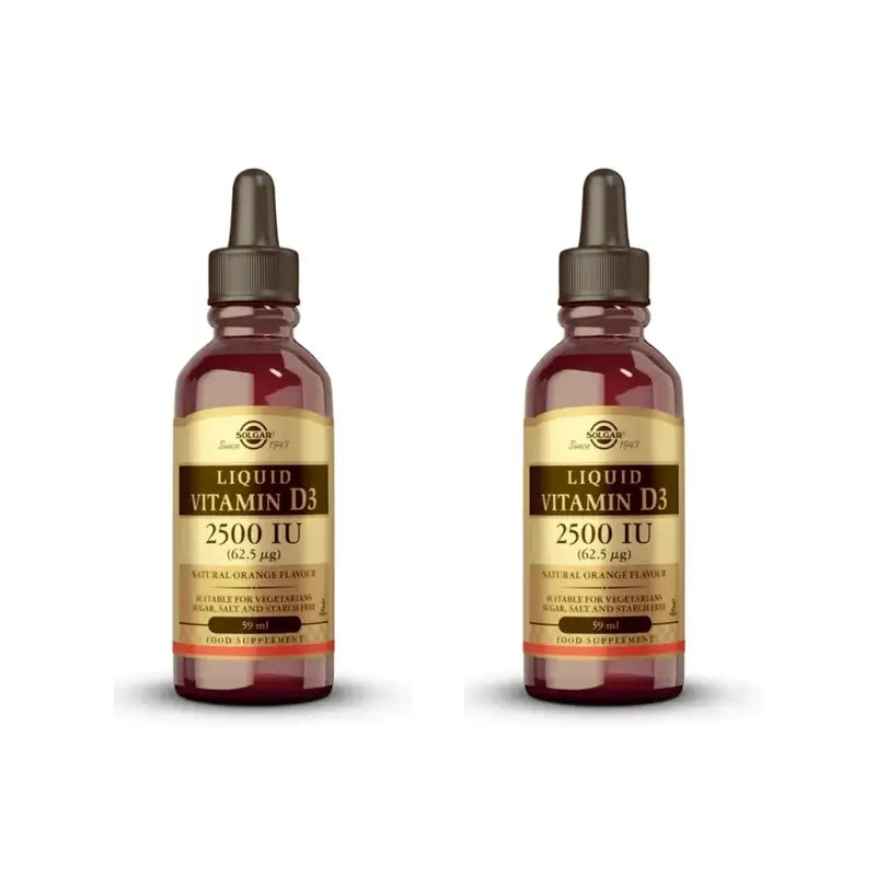 Solgar Vitamine D3 Liquide 2500 Ui, 2X59 Ml
