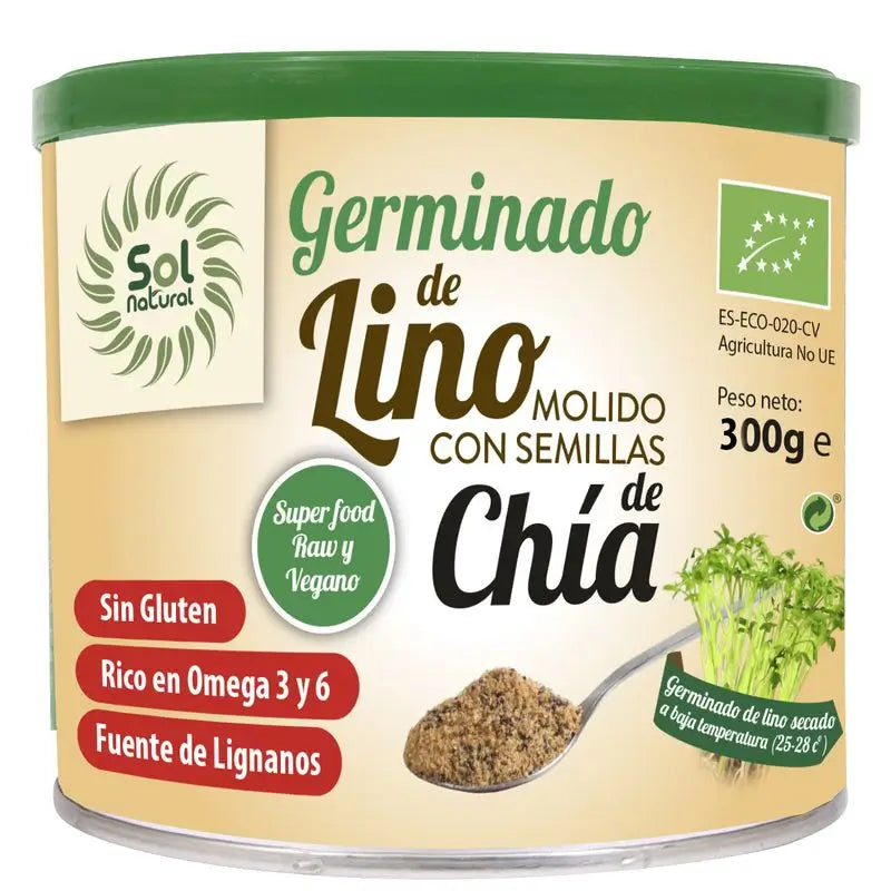 Solnatural Ground Flax Sprouts with Chia Bio , 300 gr