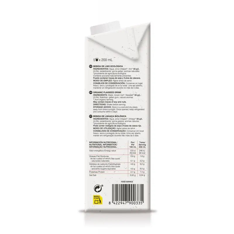 Soria Natural Flax Vegetable Drink 1Lt 6Pcs. Bio S/A