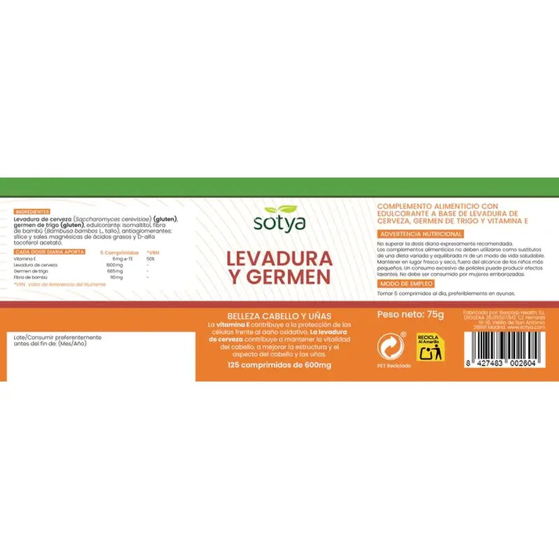 Sotya Levure de Bière + Germe de Blé 125 Comprimés