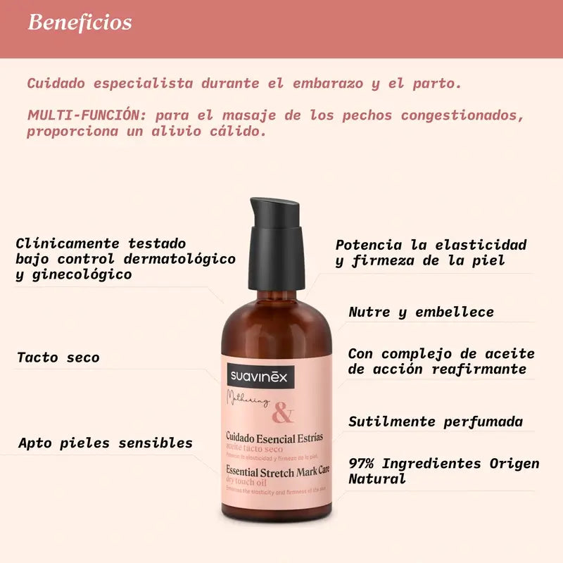 Suavinex Huile de grossesse anti-vergetures, 100 Ml
