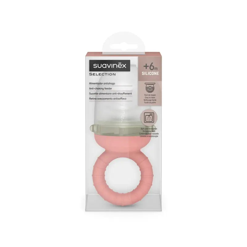 Suavinex Mangeoire en silicone anti-suffocation, +6 mois, rose