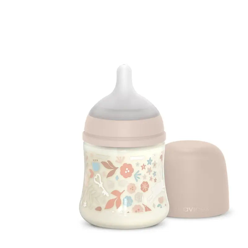 Biberon Suavinex 150 ml, débit lent (S), +0 mois, Wonderland Flowers Pink