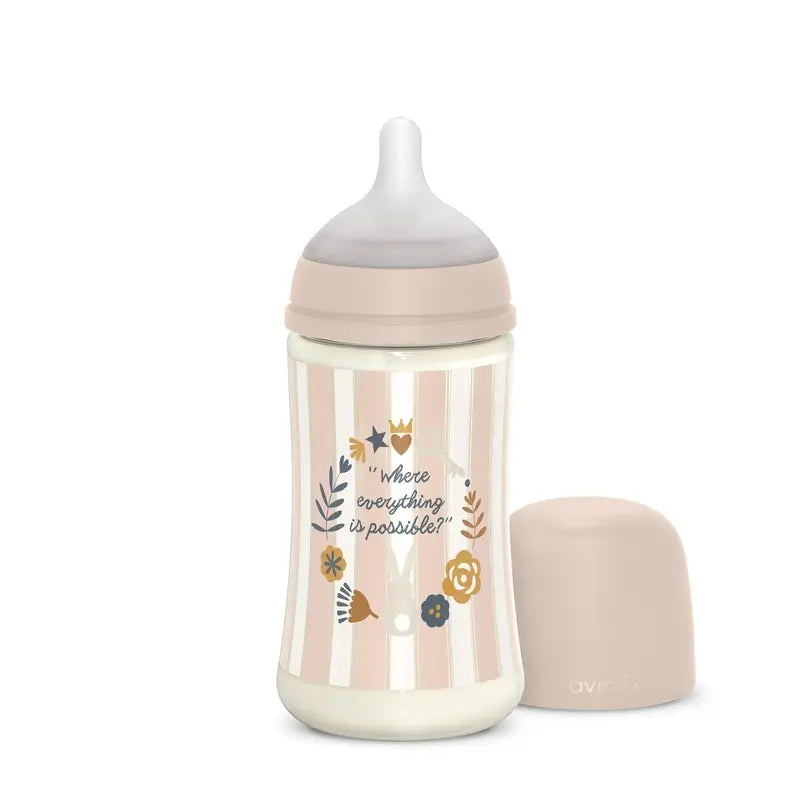 Biberon Suavinex 270 ml, débit moyen (M), +3 mois, Wonderland Pink
