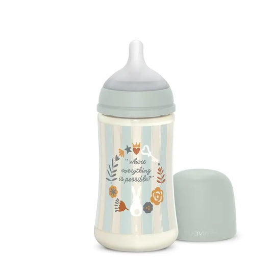 Biberon Suavinex 270 ml, débit moyen (M), +3 mois, Wonderland Green