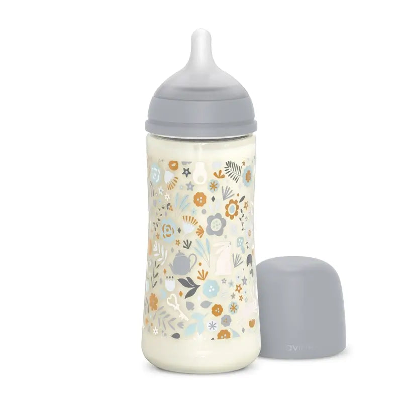 Suavinex Biberon 360 Ml, Dense Flow (L), +6 mois, Wonderland Flowers Blue