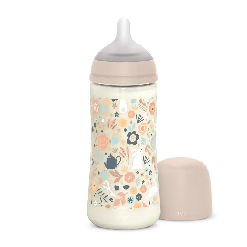 Suavinex Biberon 360 Ml, Dense Flow (L), +6 mois, Wonderland Flowers Pink