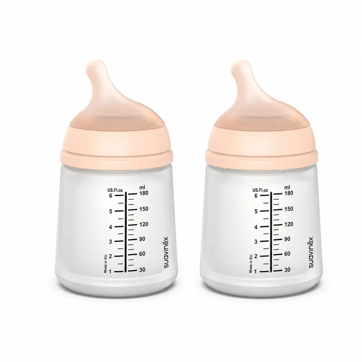 Suavinex Biberon anti-colique Zero Zero 180 Ml, débit adaptable (A), +0 mois, Fair , pack 2