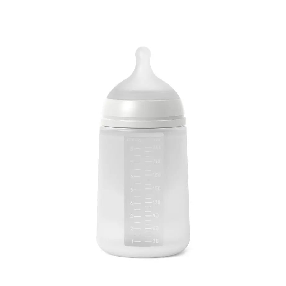 Biberon Suavinex avec biberon en silicone 240 ml, tétine physiologique Sx Pro, débit moyen (M). +3 Mois. Couleur Essence, Gris
