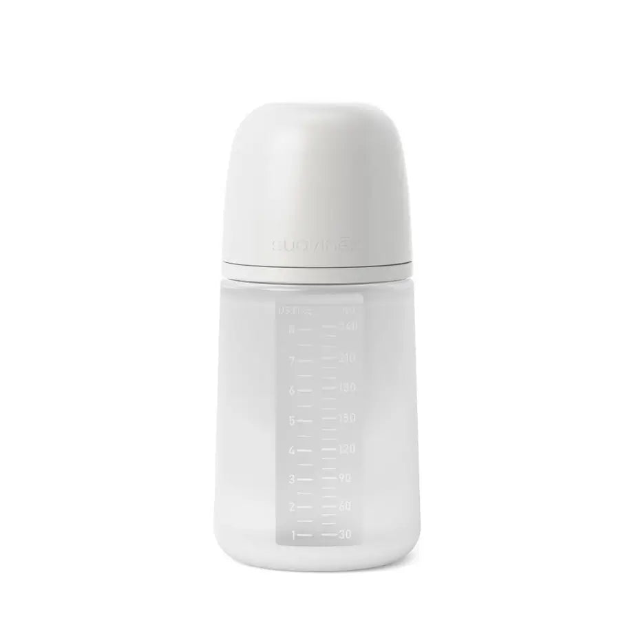 Biberon Suavinex avec biberon en silicone 240 ml, tétine physiologique Sx Pro, débit moyen (M). +3 Mois. Couleur Essence, Gris
