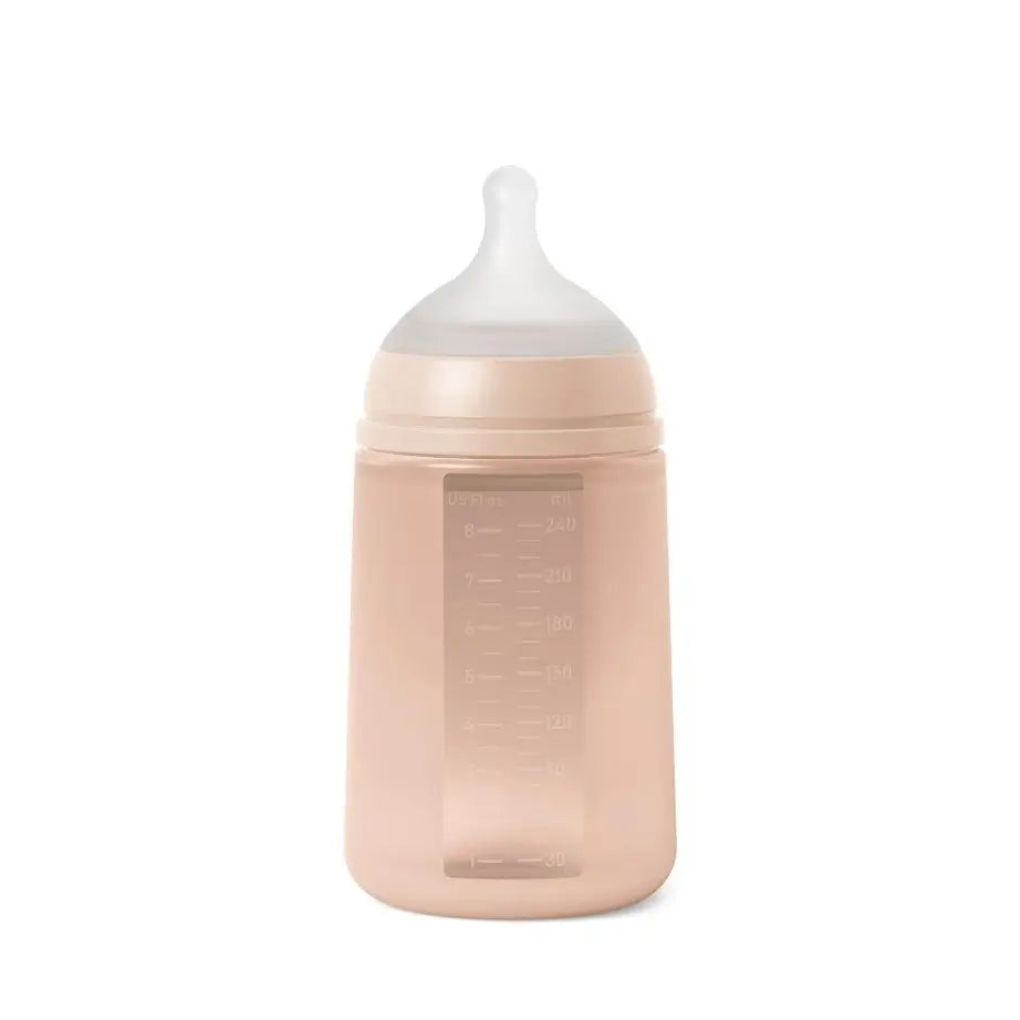 Biberon Suavinex avec biberon en silicone 240 ml, tétine physiologique Sx Pro, débit moyen (M). +3 Mois. Essence de couleur, Nude